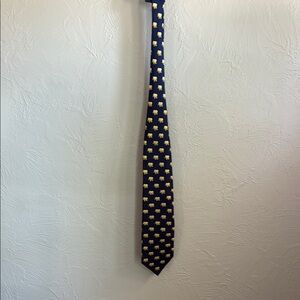 Kailong Hand-Made 100% silk Blue and Yellow Elephant Tie